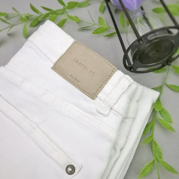 Size 24/26/28  With TAG  ZARA distressed white denim Jeans current article Unise - Picture 8 of 10